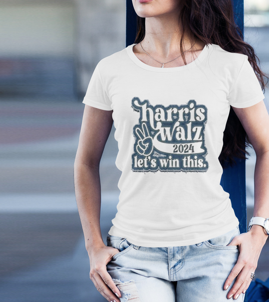 Harris Walz 2024 Let's Win This Peace Sign T-Shirt