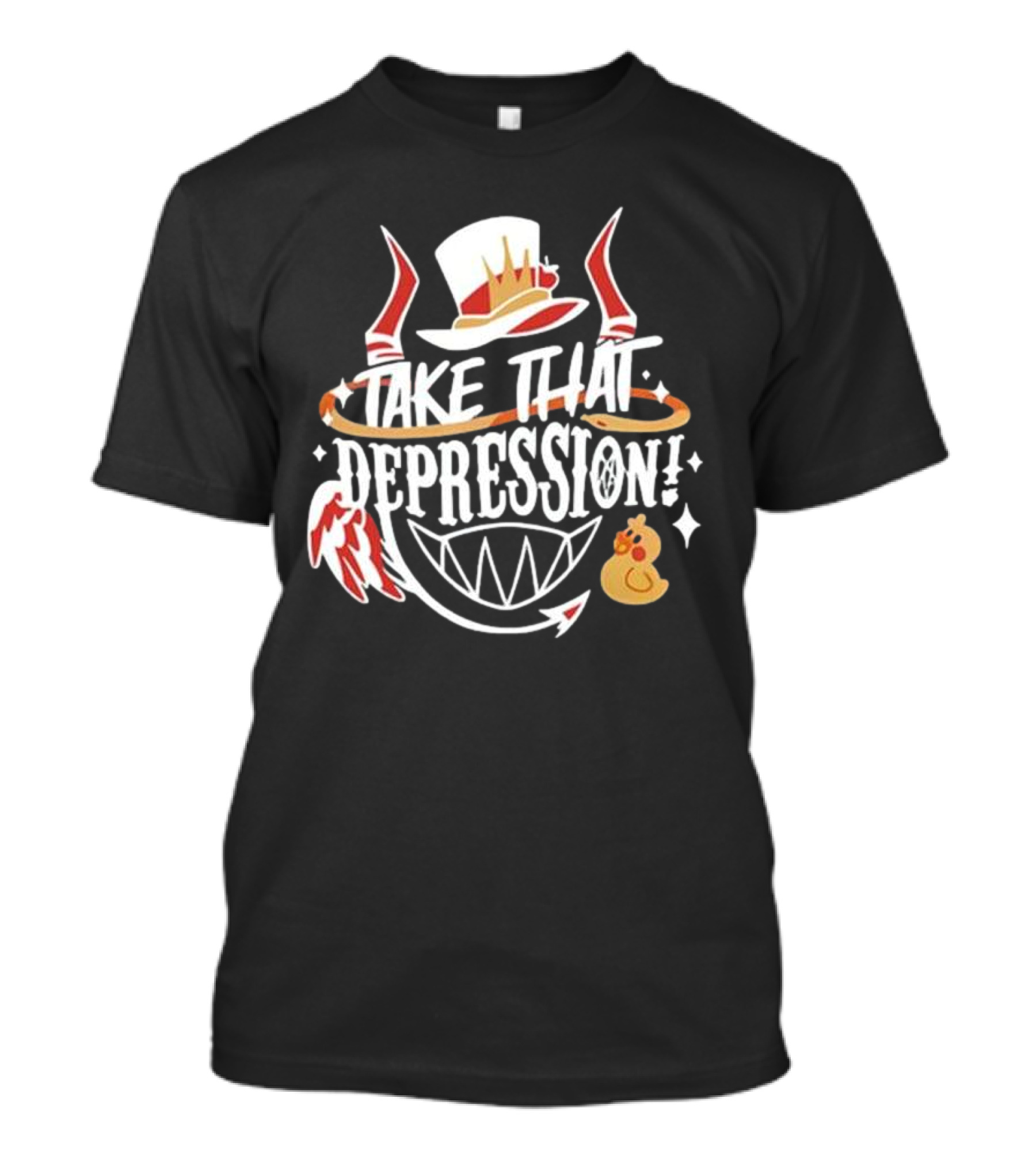Hazbin Hotel Take That Depression Red Horns And White Hat Duck Wings T-Shirt