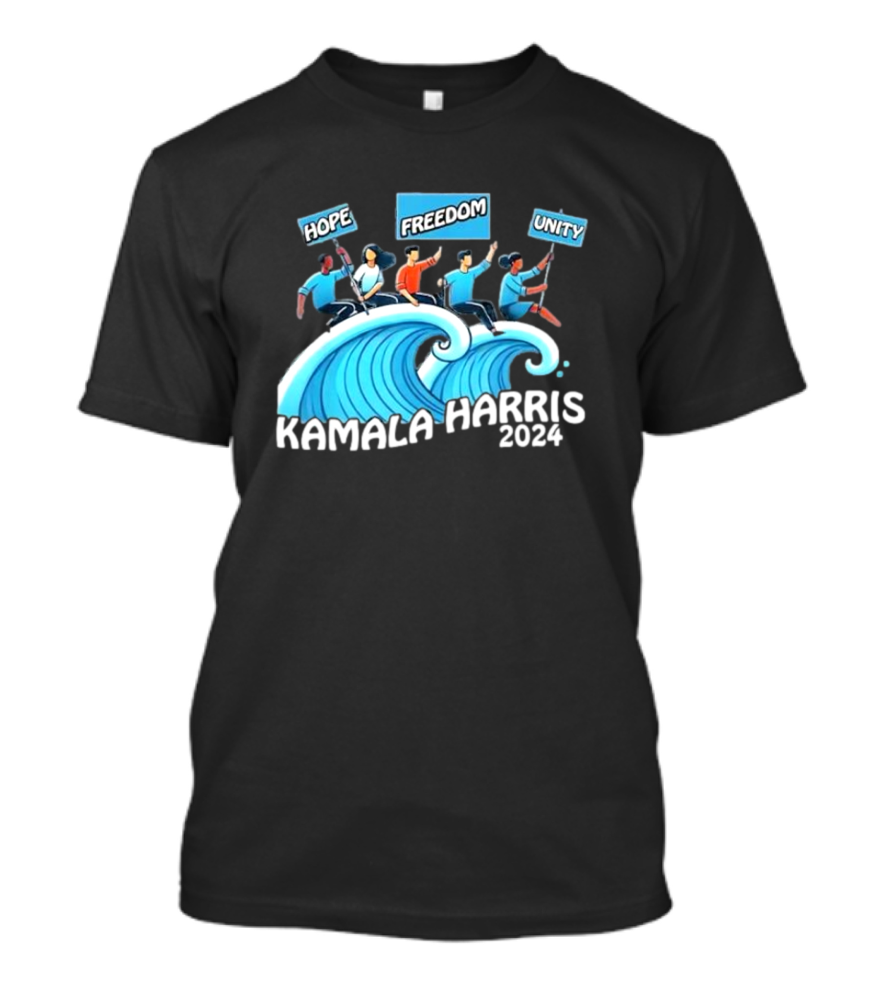 Hope Freedom Unity Kamala Harris 2024 Riding The Wave T-Shirt