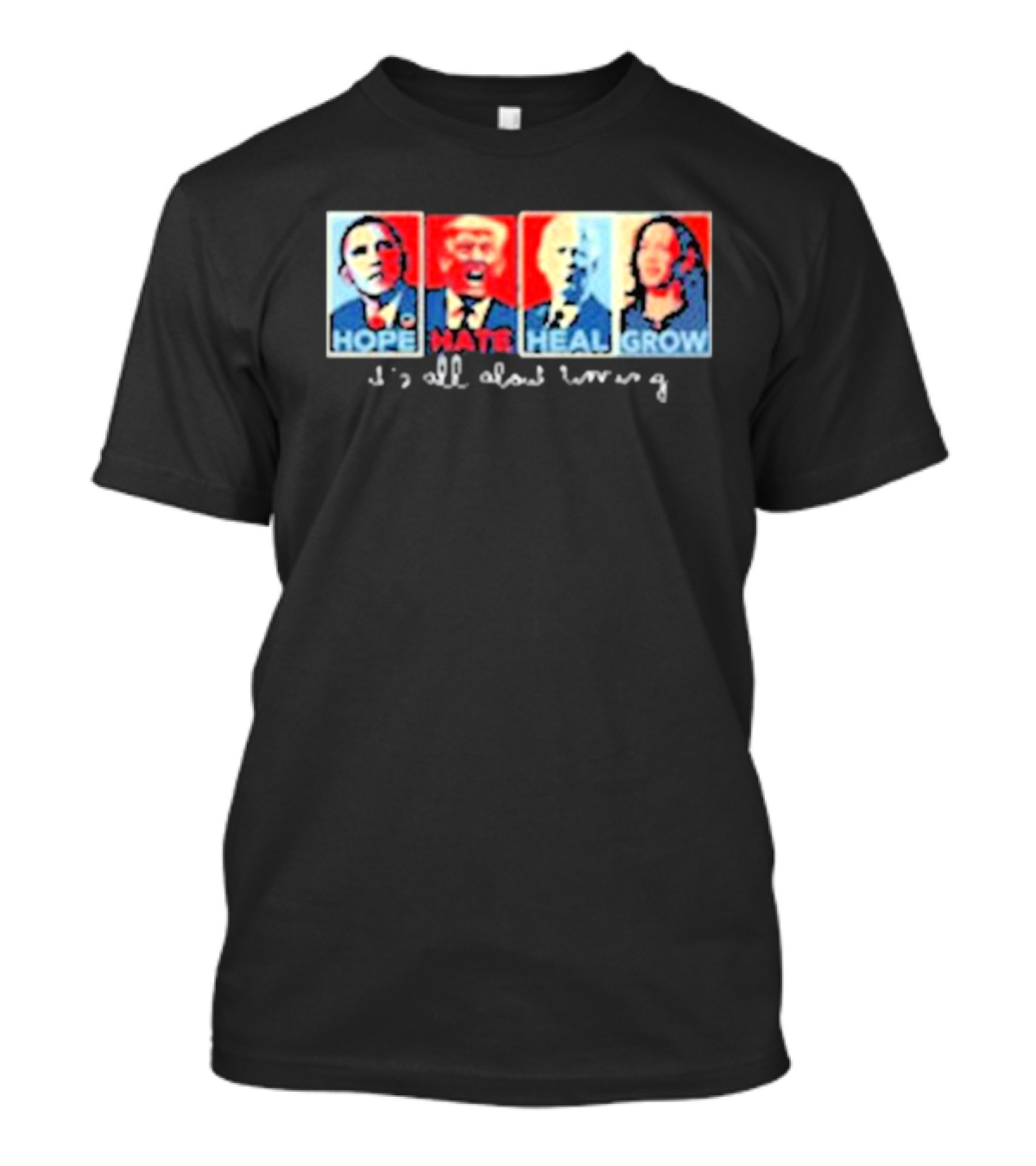 Hope Hate Heal Grow Timing Obama Trump Biden Harris Retro T-Shirt