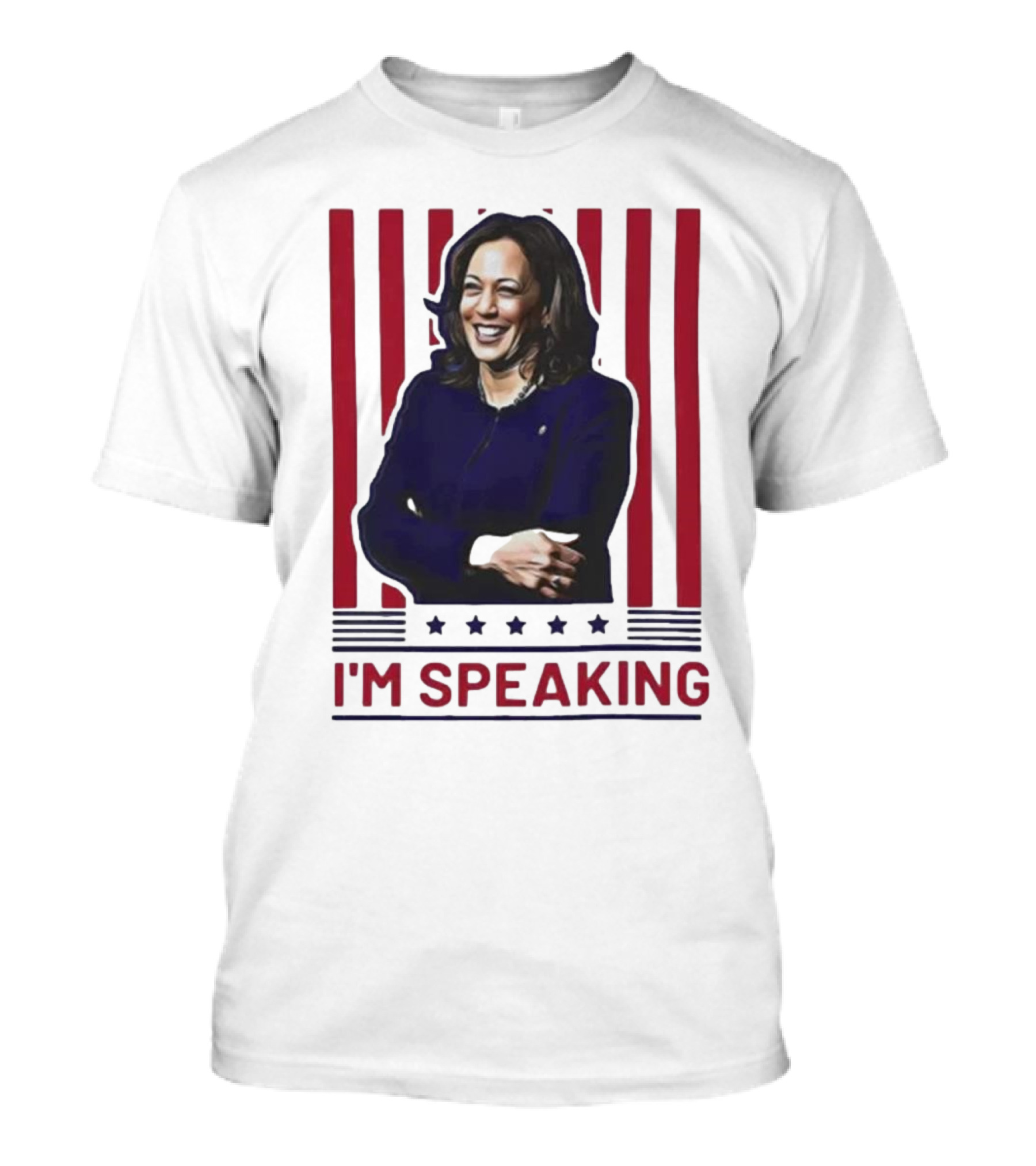 I'm Speaking Kamala Harris Red And Navy Vertical Stripes T-Shirt