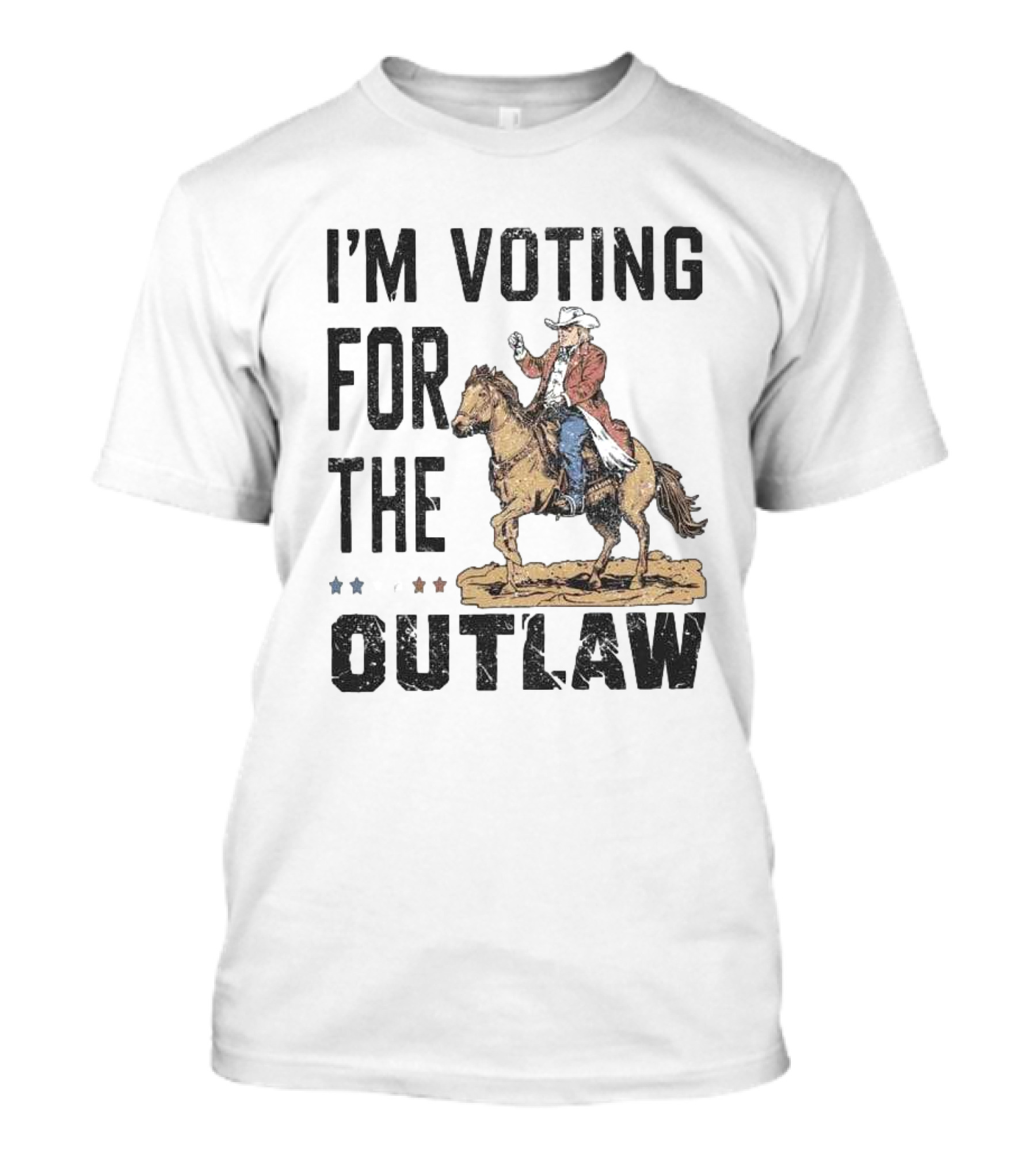 I'm Voting For The Outlaw Vintage Western Election Cowboy On Horseback T-Shirt