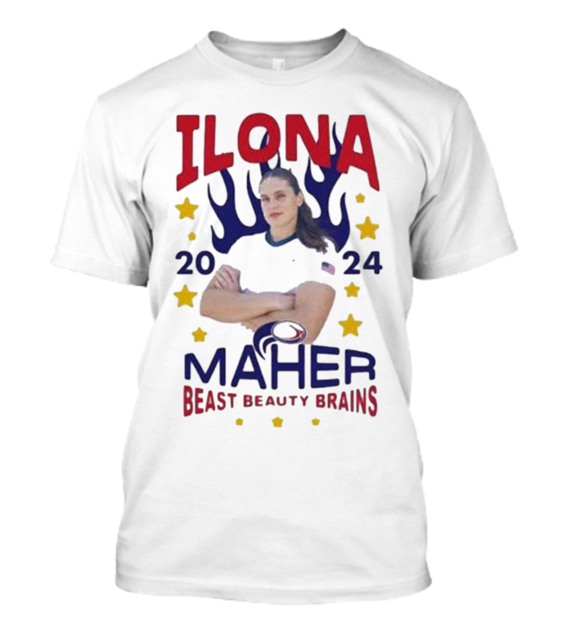 Ilona Maher 2024 Beast Beauty Brains Maher-Spangled Banner T-Shirt