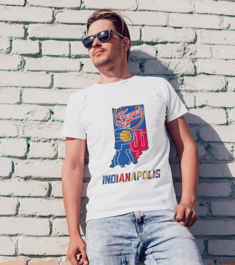 Indianapolis Fever Pacers IU Colts Map T-Shirt