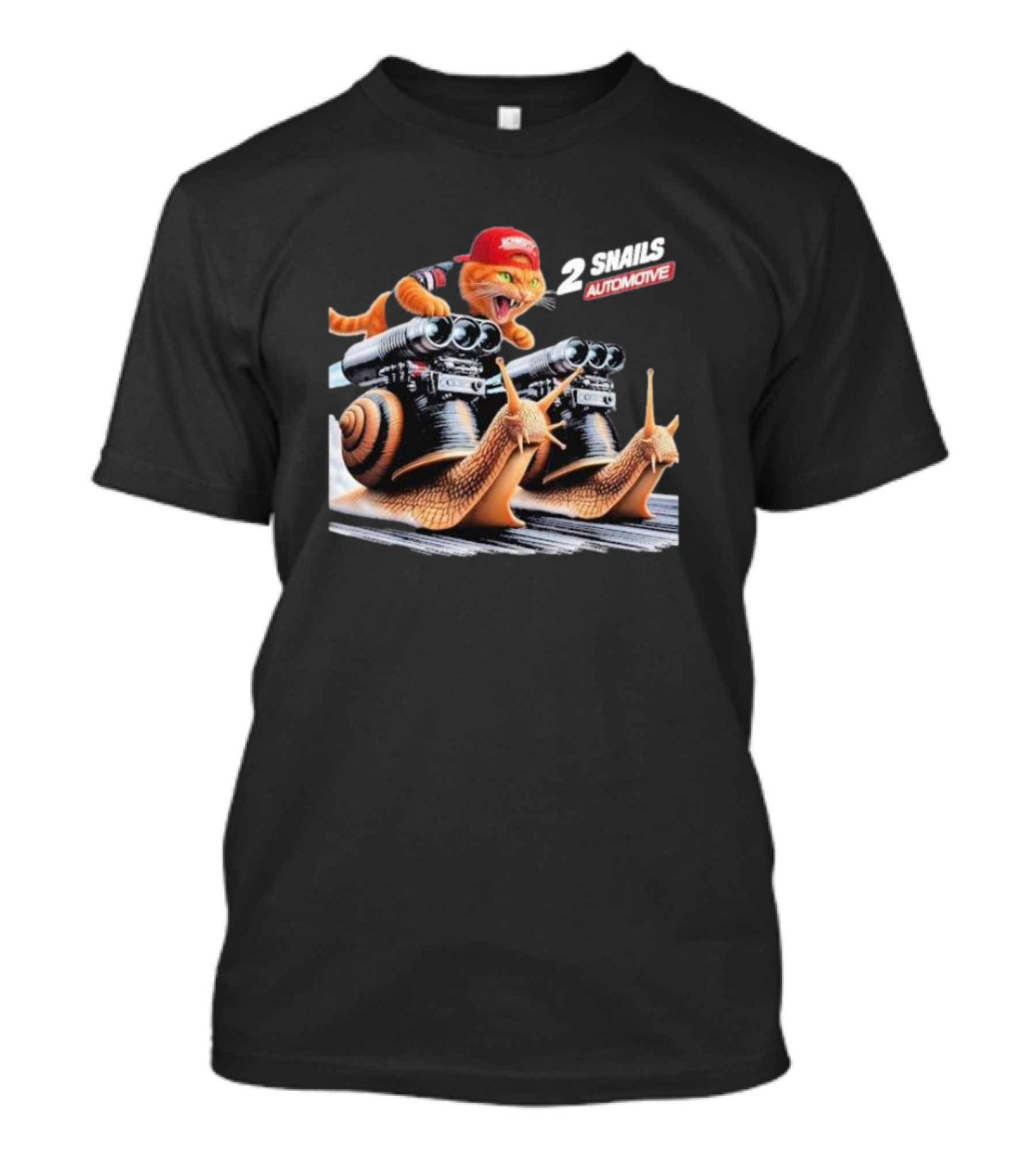 2 Snails Automotive Schmidty Tuning Racing Cat T-Shirt