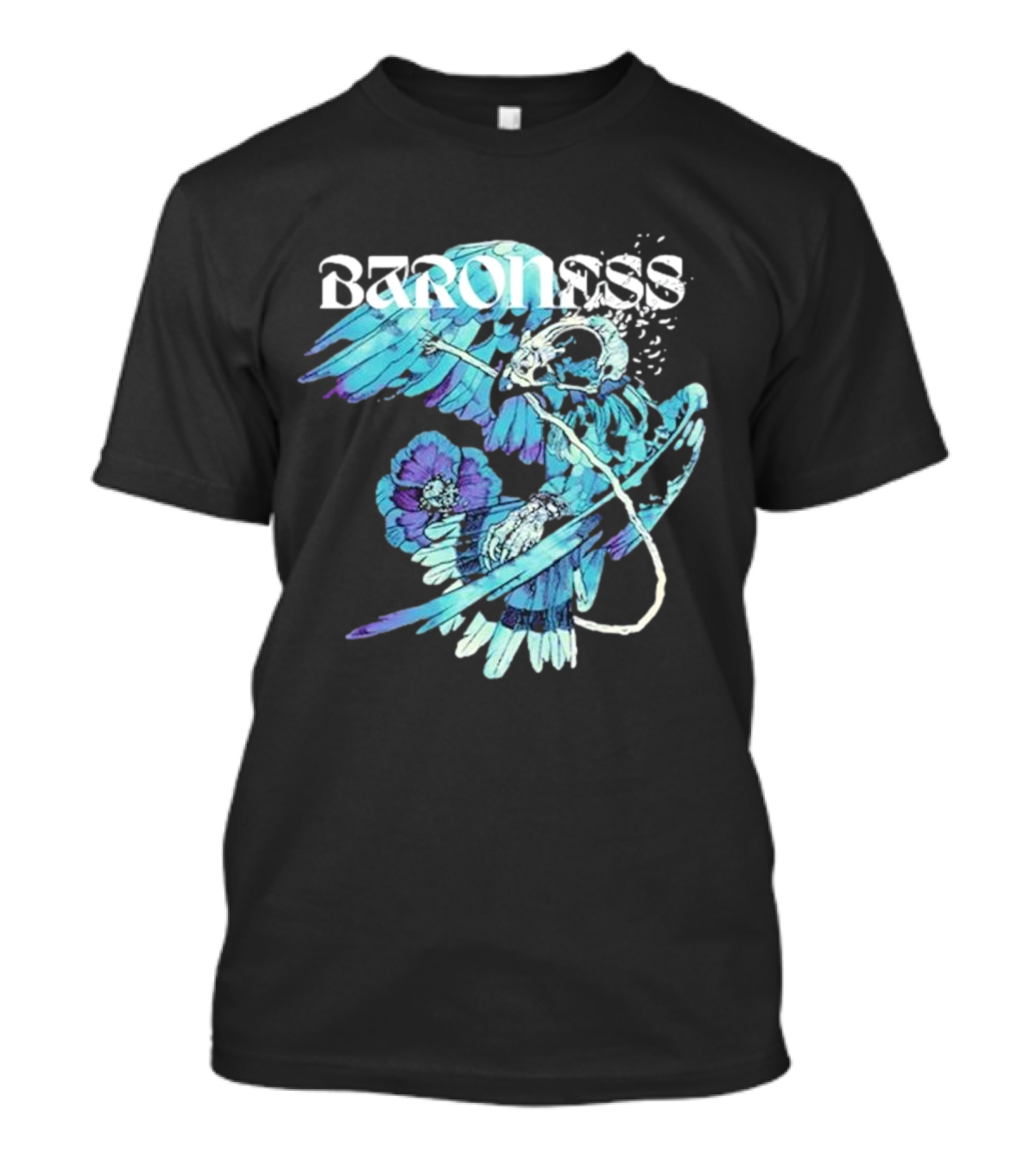 Baroness Morphine Hawk 2024 Blue Bird Skull Floral T-Shirt