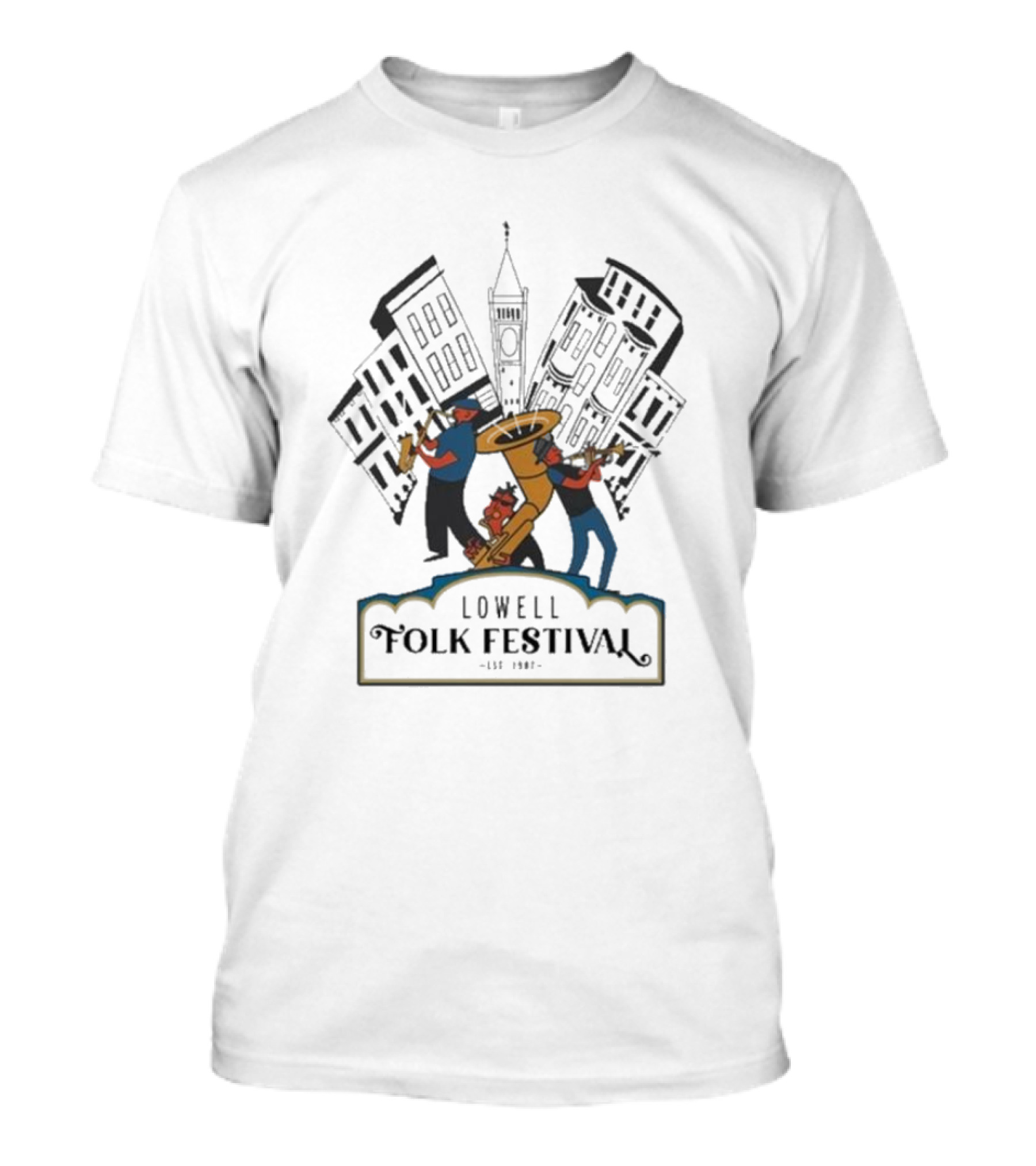 Lowell Folk Festival 2024 Cityscape Jazz Musicians T-Shirt