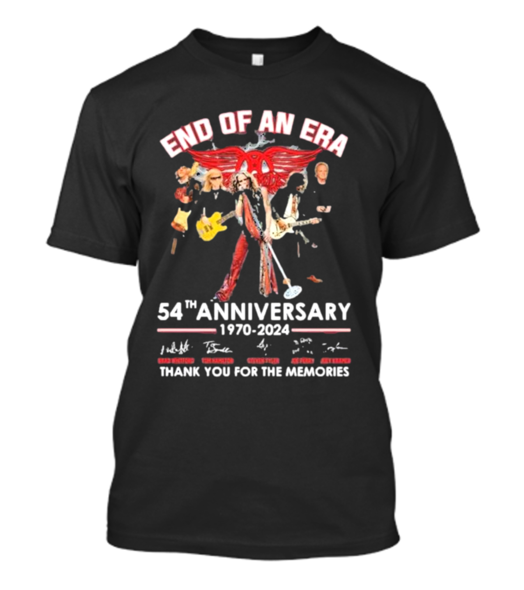 Aerosmith End Of An Era 54th Anniversary 1970-2024 Thank You For The Memories Signatures T-Shirt