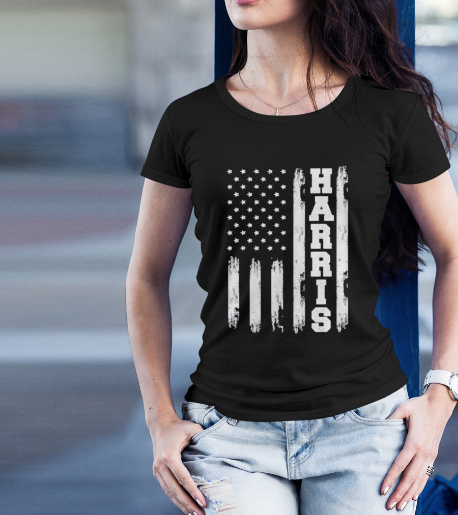 Harris 2024 American Flag Vertical Campaign T-Shirt
