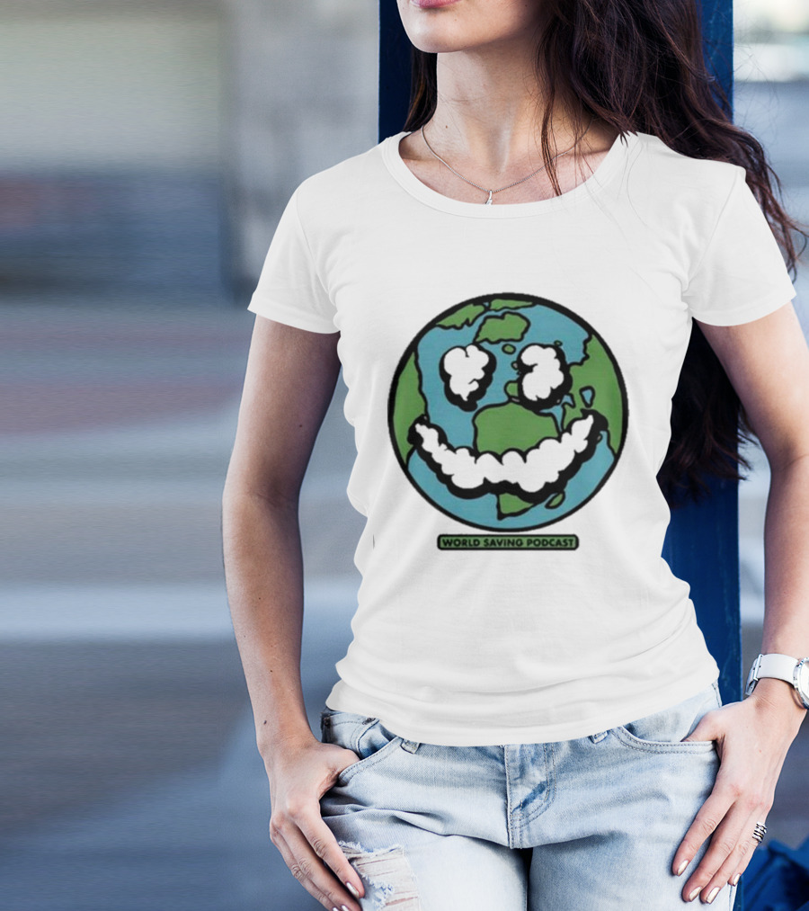 Andy Frasco Crowd Surf World Saving Podcast Earth Smiley T-Shirt