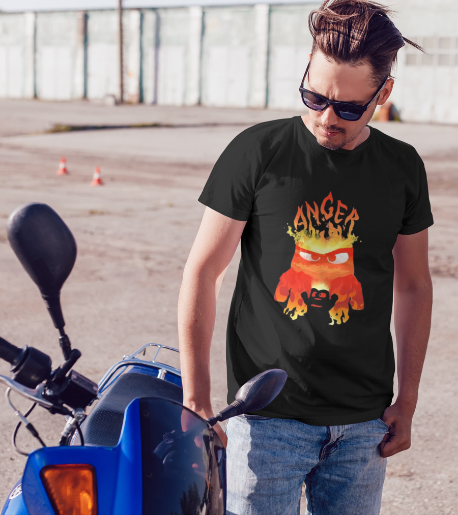 Anger Fire Inside Out Movie Character With Flaming T-Shirt