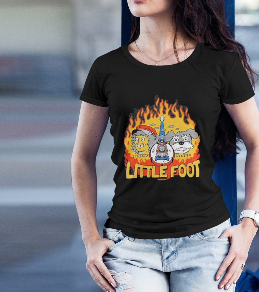 Littlefoot Kirito Littlefoot Kirito Littlefoot Flame Border Cartoon Faces T-Shirt