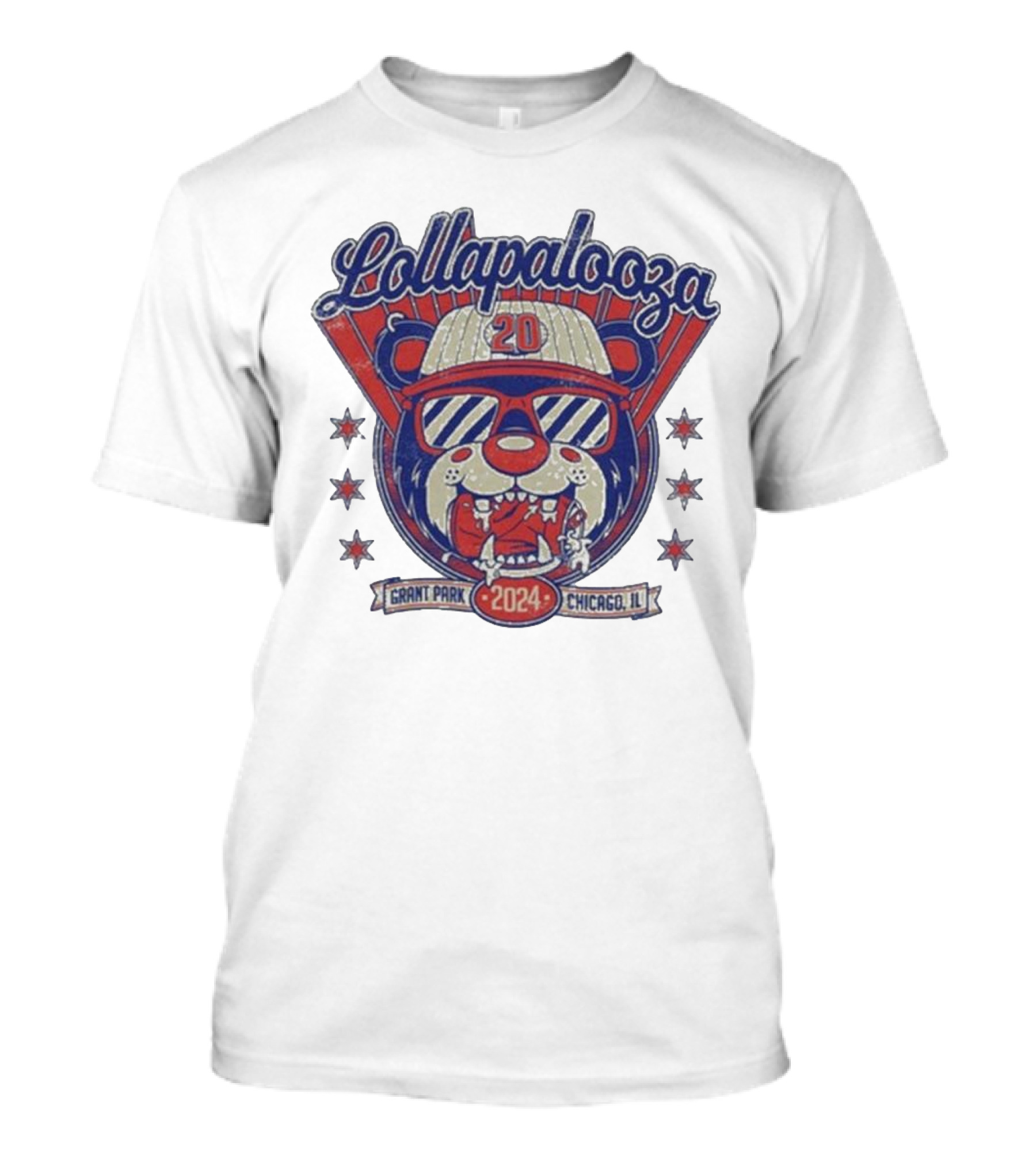 Lollapalooza Grant Park Chicago IL 2024 Bear With Sunglasses August 1-4 Event T-Shirt