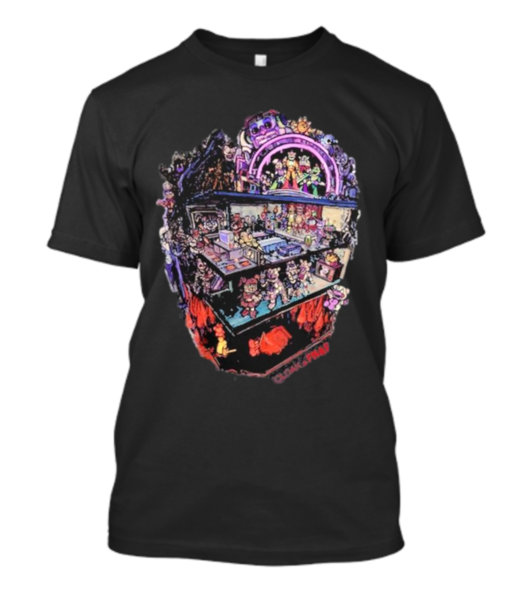 Walkapedia Ultrashield Race Products Colorful Cartoon Characters Scene T-Shirt