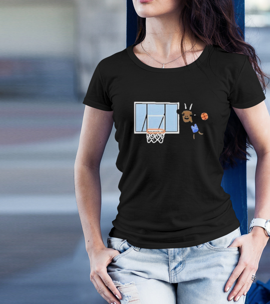 Goat Biles Basketball Dunking Goat With Jersey And Hoop T-Shirt