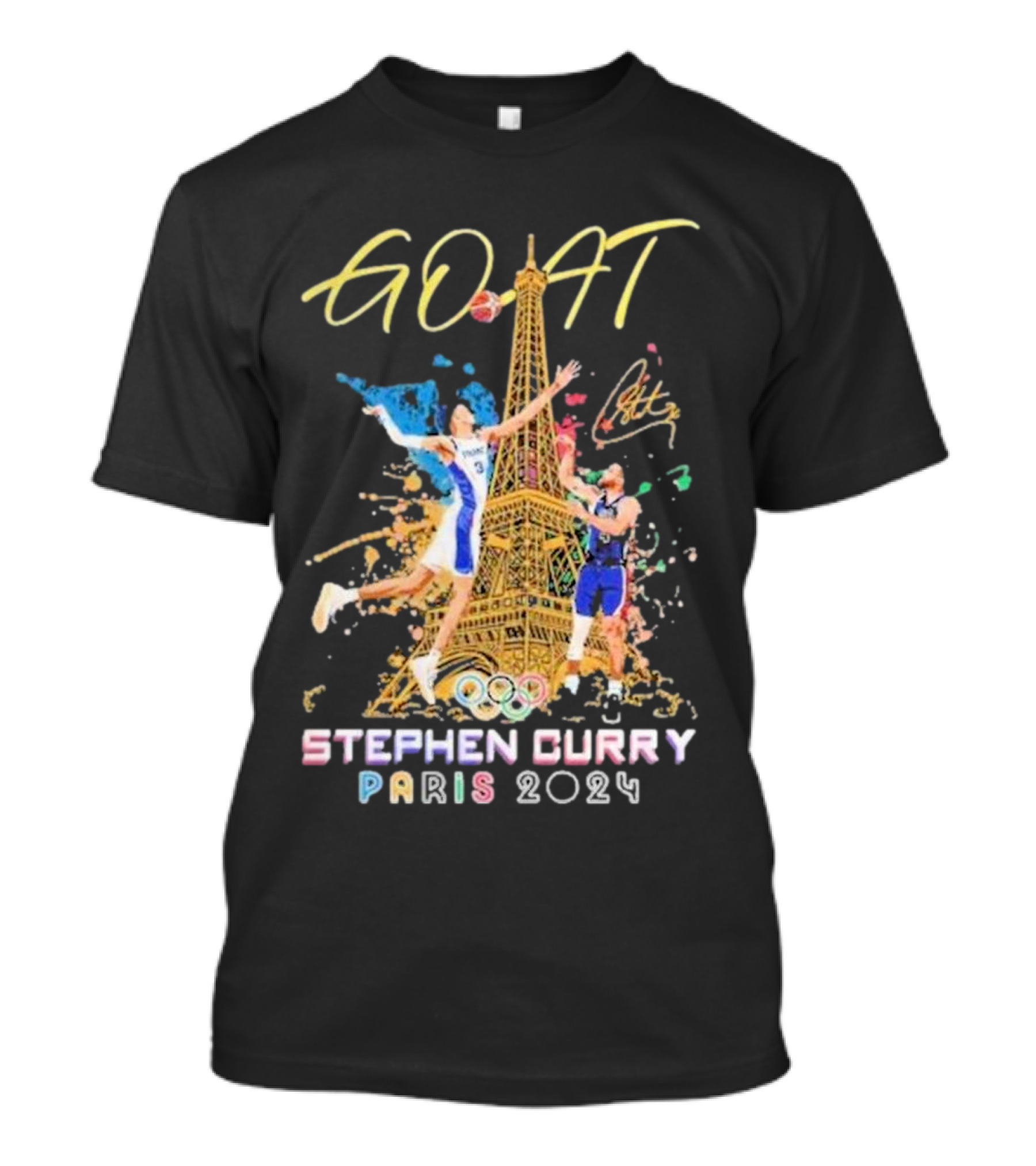 GOAT Stephen Curry Paris 2024 Eiffel Tower Olympics Basketball T-Shirt