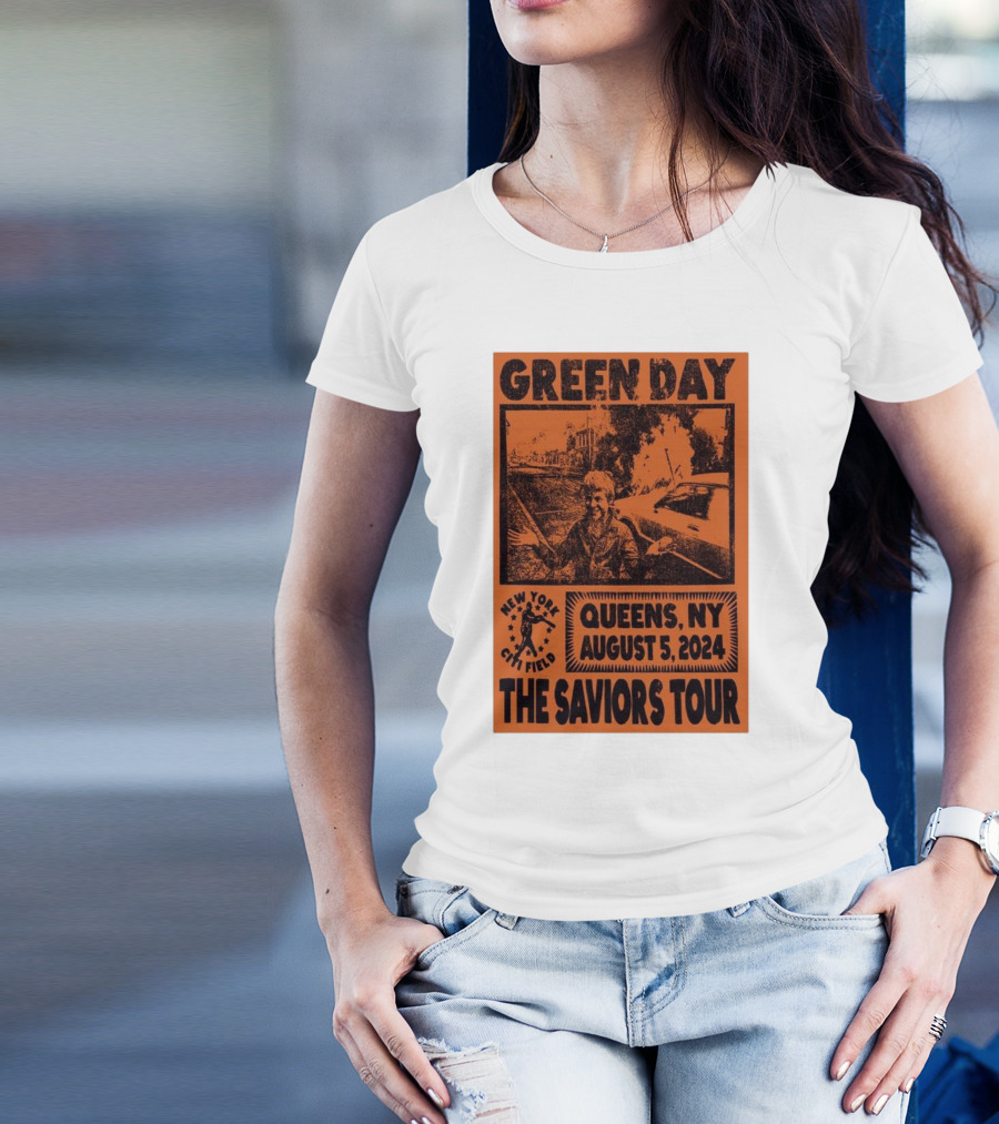 Green Day New York City Field Queens NY August 5 2024 The Saviors Tour T-Shirt