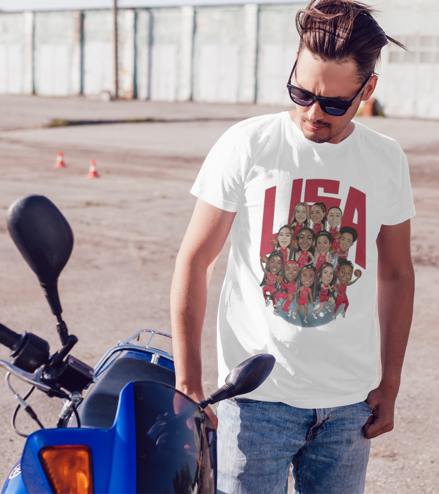 Playa Society USA Basketball 2024 Team Caricature T-Shirt