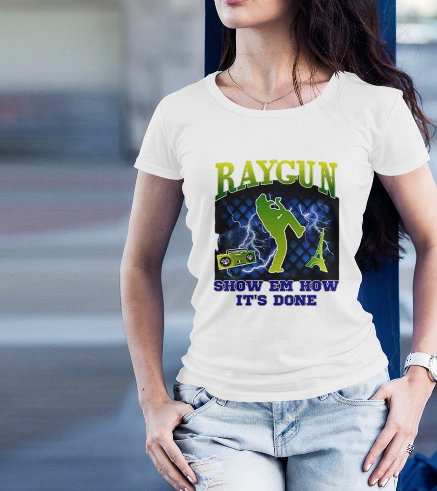 Raygun Show Em How It’s Done Electric Dance Eiffel Tower Boombox T-Shirt