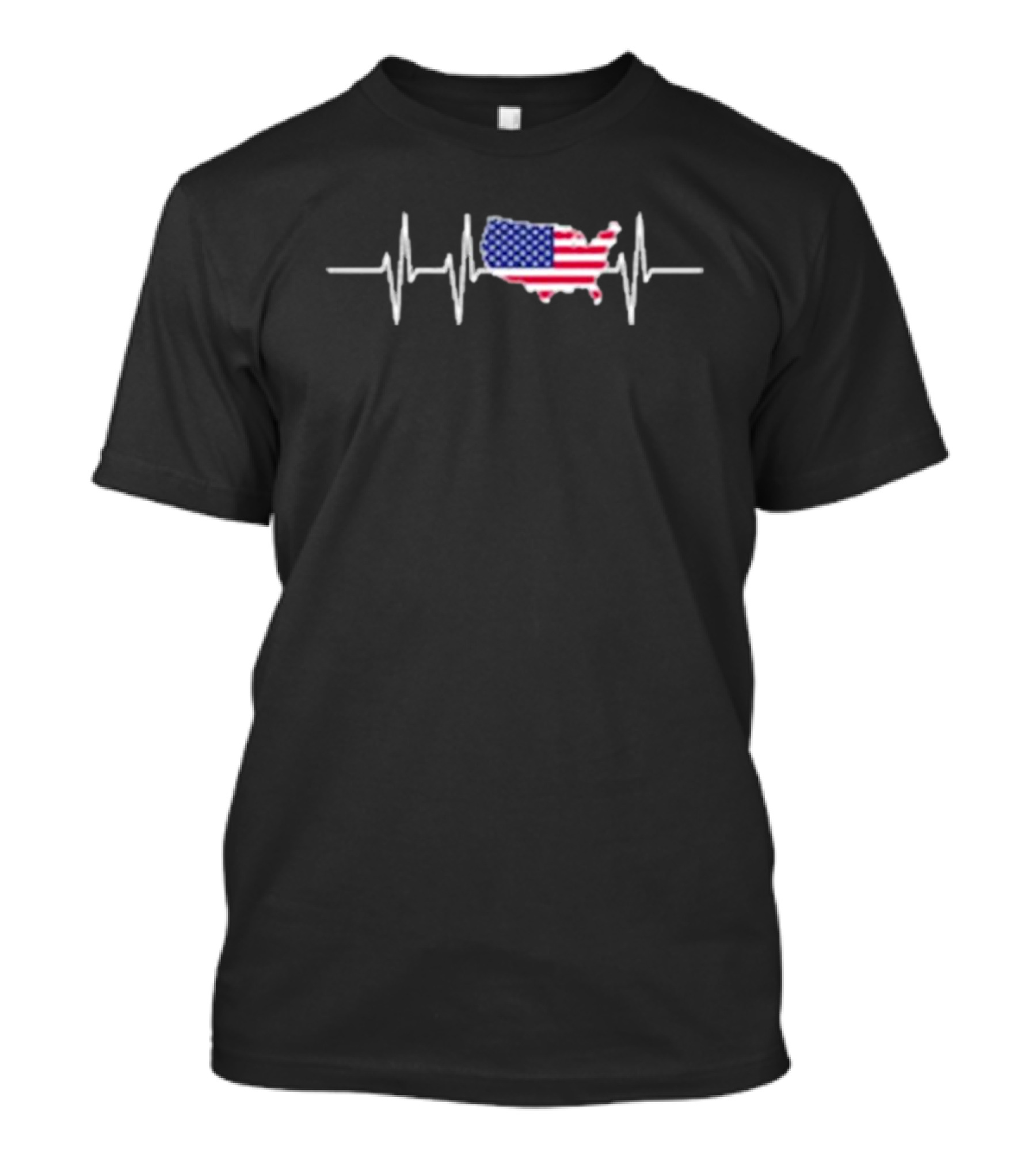 Women’s Heartbeat USA Flag Independence Day 4th July Pride Casual T-Shirt