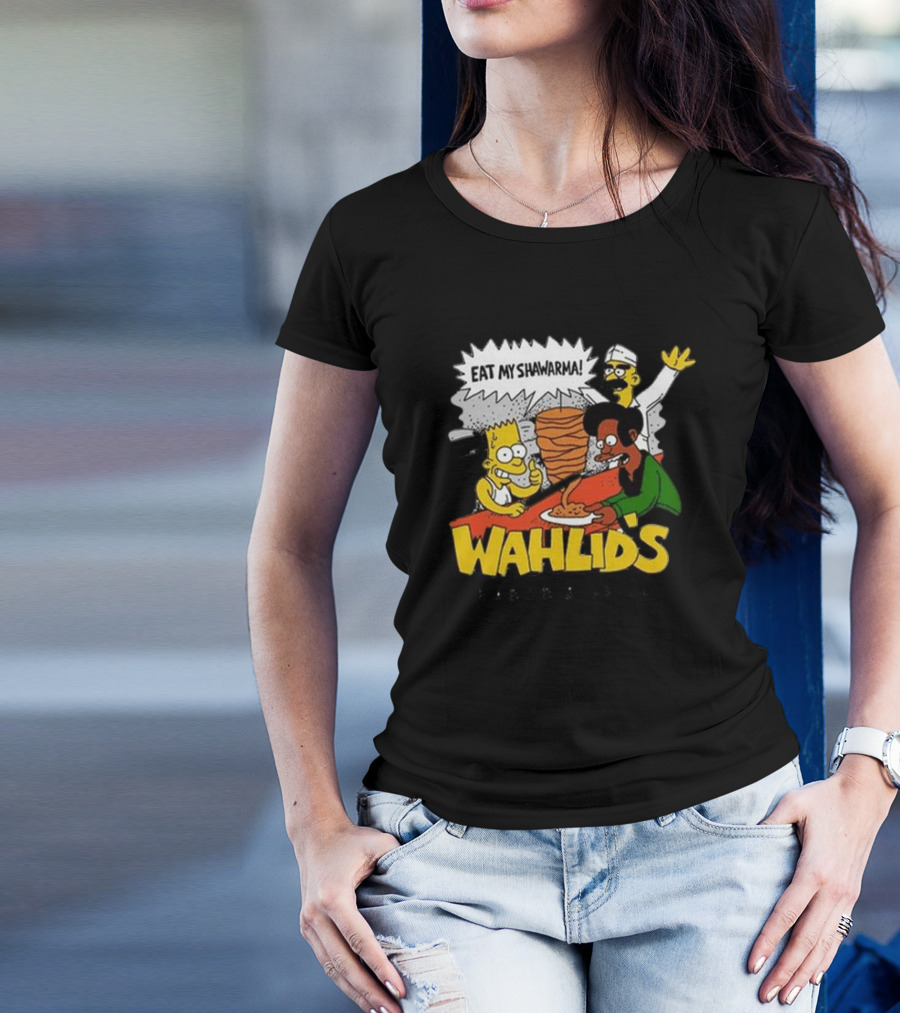 Eat My Shawarma Wahlid's Kabob And Grill Comic Style Characters T-Shirt