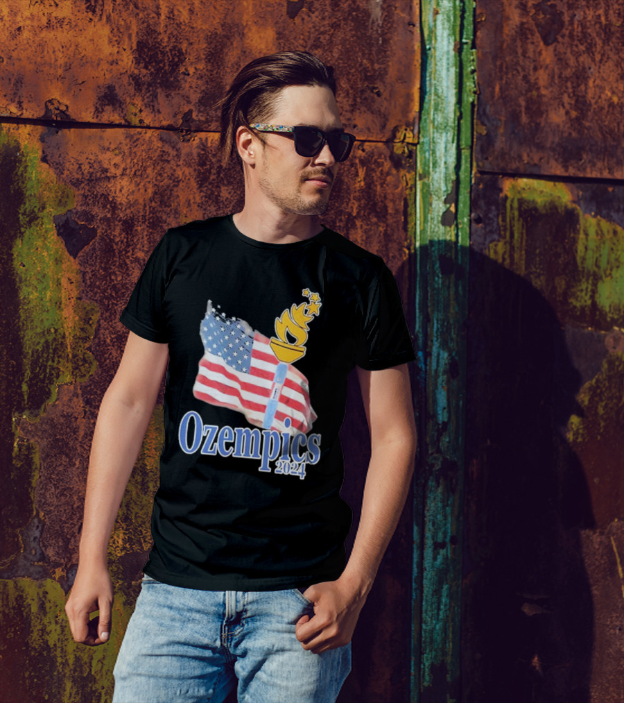 Emotionalclub Store Ozempics 2024 USA Flag Torch T-Shirt