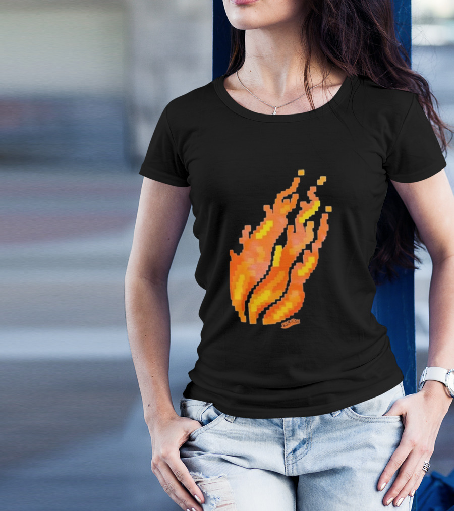 Fire Pixel Flame McLovin Burn Sunset Pixels T-Shirt