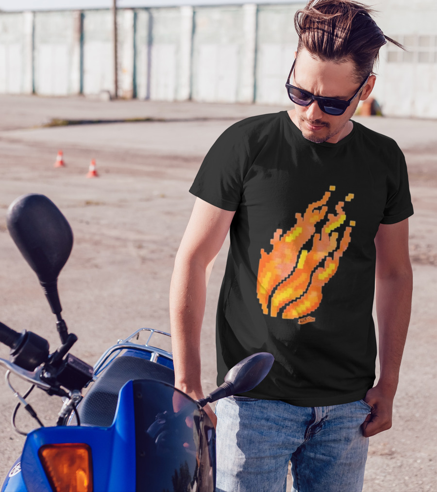 Fire Pixel Flame McLovin Burn Sunset Pixels T-Shirt
