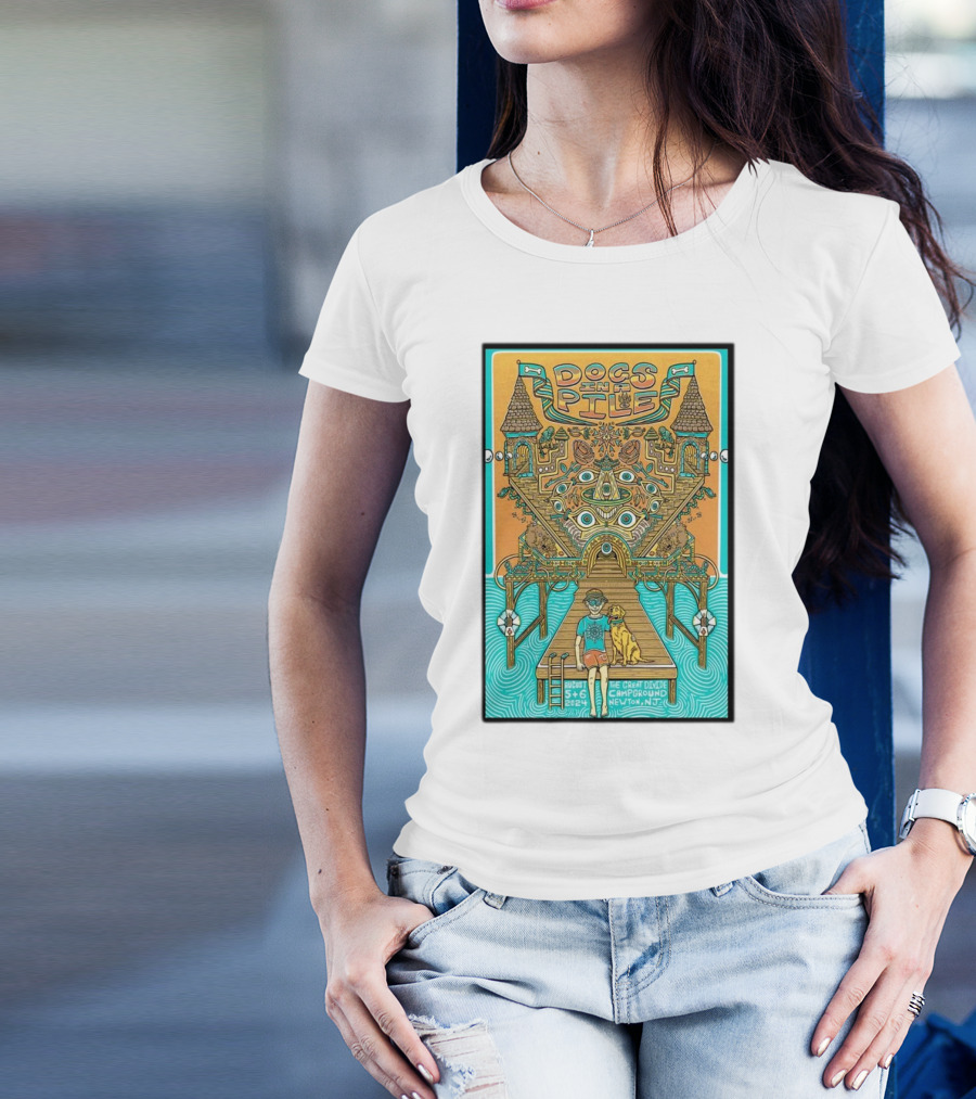 Dogs In A Pile August 5 And 6, 2024 The Great Divide Campground Newton NJ Colorful Abstract T-Shirt