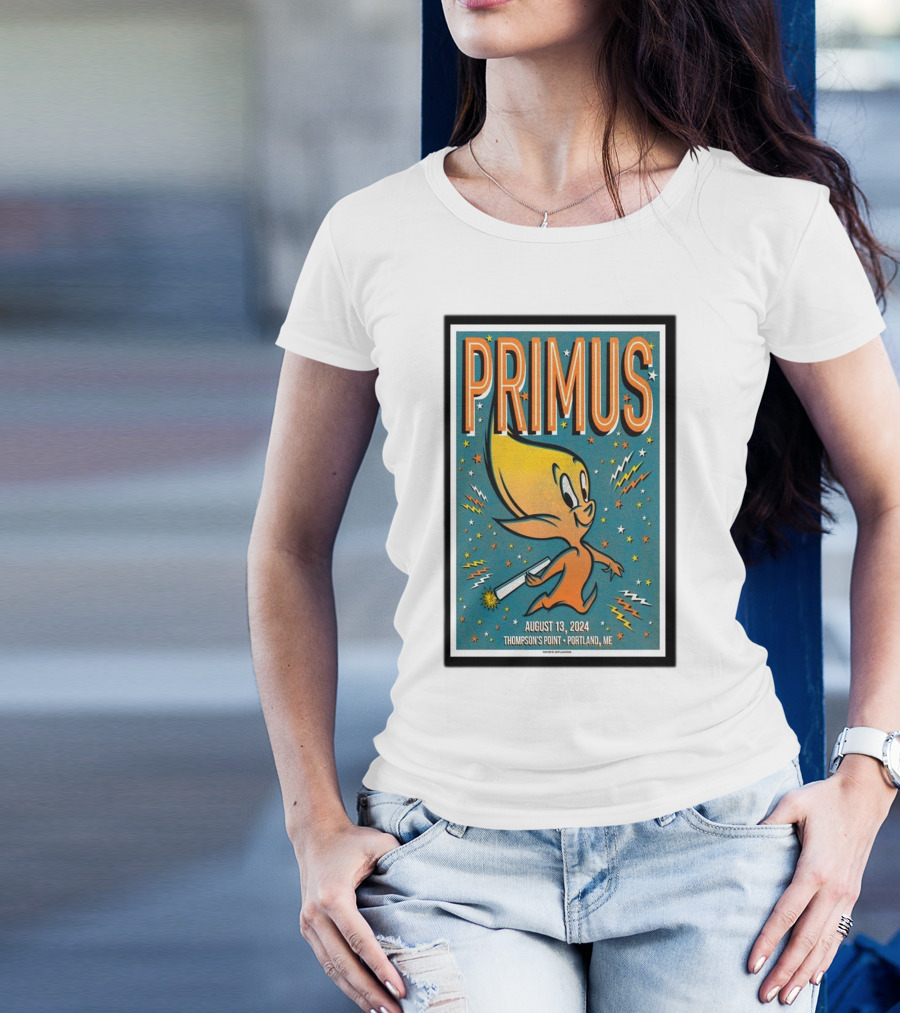 Primus Concert August 13 2024 Thompson’s Point Portland ME Cartoon Character T-Shirt