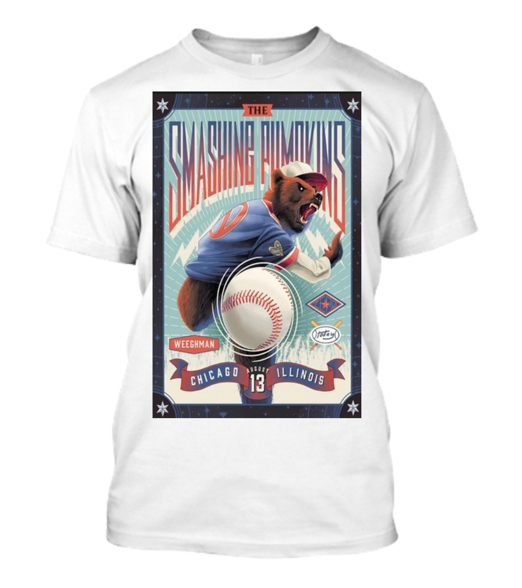 The Smashing Pumpkins August 13 2024 Wrigley Field Chicago Illinois Weegman Baseball Bear T-Shirt