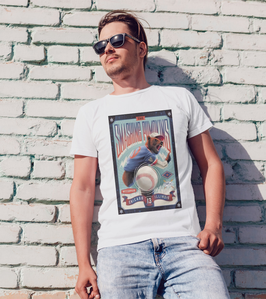 The Smashing Pumpkins August 13 2024 Wrigley Field Chicago Illinois Weegman Baseball Bear T-Shirt