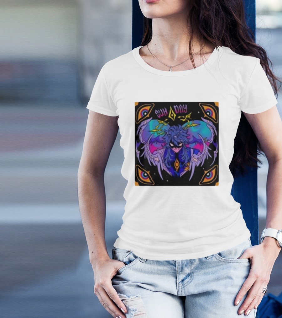 Joojooobox Sunday Honkai Star Rail Colorful Winged Figure With Celestial Eyes T-Shirt