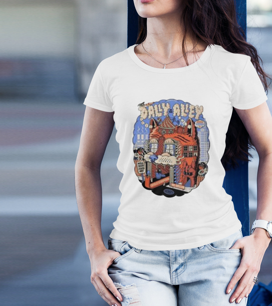 Dally In The Alley Detroit Michigan September 7 2024 Whimsical Cat Architecture And City Elements T-Shirt