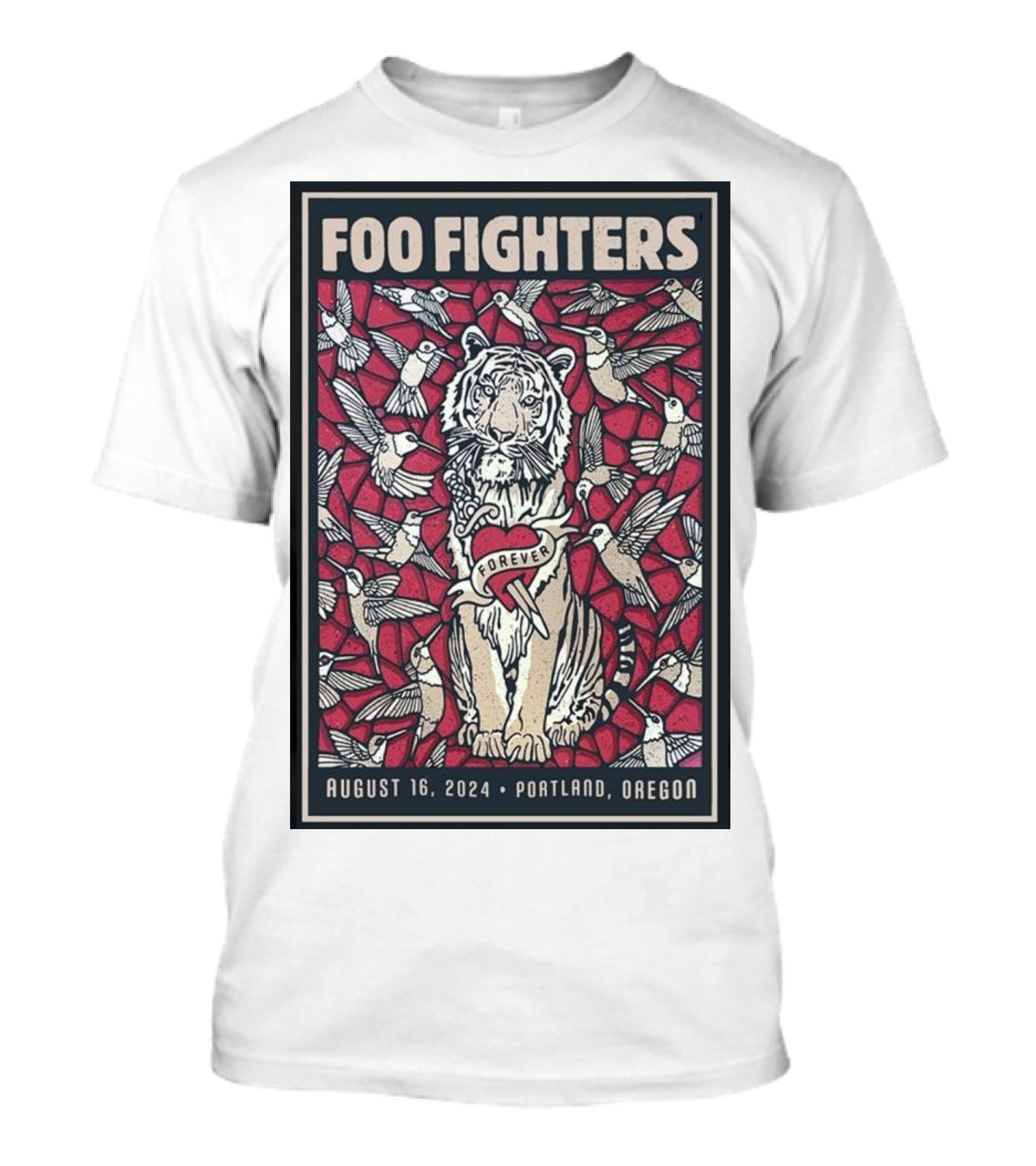 Foo Fighters August 16 2024 Portland Oregon Forever Tiger And Hummingbirds T-Shirt