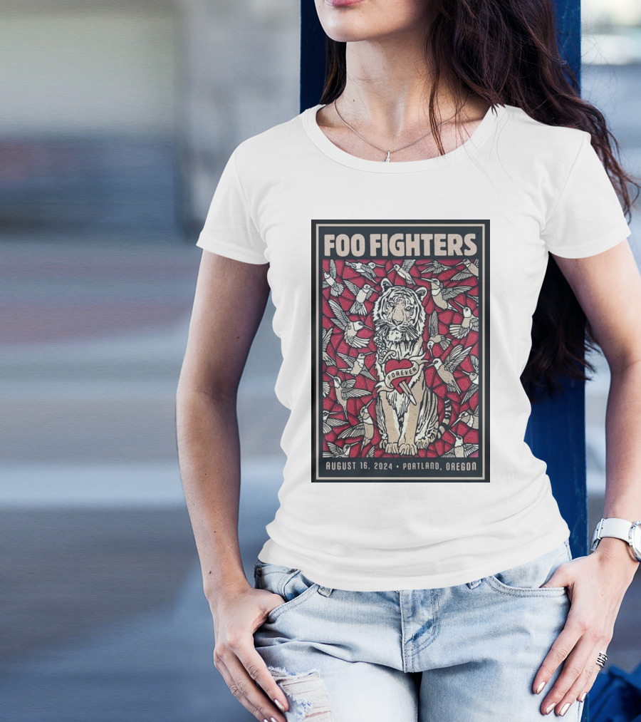 Foo Fighters August 16 2024 Portland Oregon Forever Tiger And Hummingbirds T-Shirt