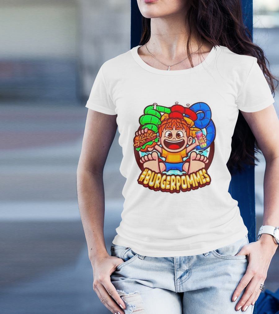 Lukasbs Burgerpommes Wasserpark Kids Fun Graphic With Slides And Snacks T-Shirt