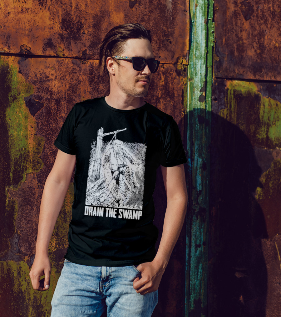 Punk With A Camera Drain The Swamp Trump Political Cartoon T-Shirt