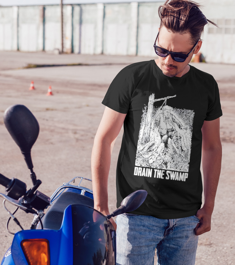 Punk With A Camera Drain The Swamp Trump Political Cartoon T-Shirt