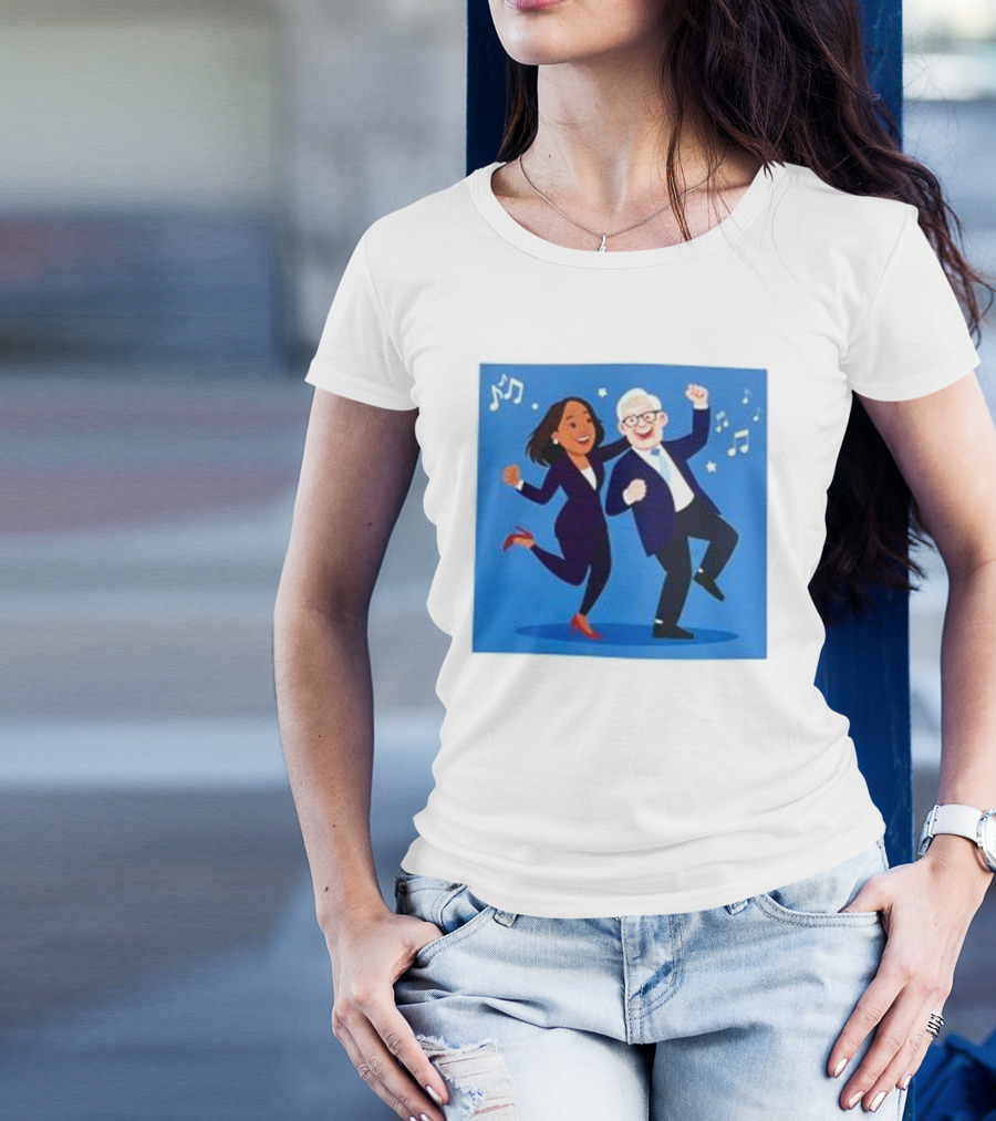 Tim Walz And Harris Vibrant Dancing Celebration With Music Notes T-Shirt