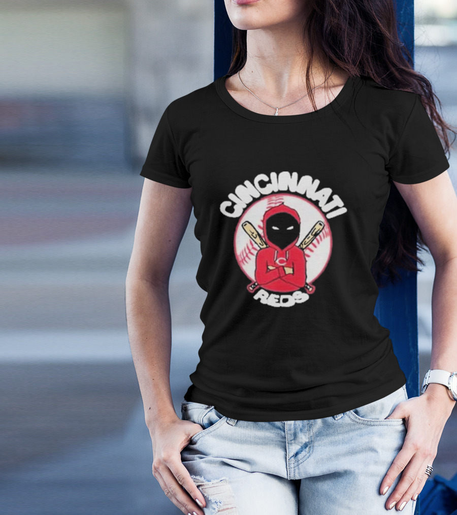 Cincinnati Reds Hoodie Baseball Mask With Crossed Bats T-Shirt