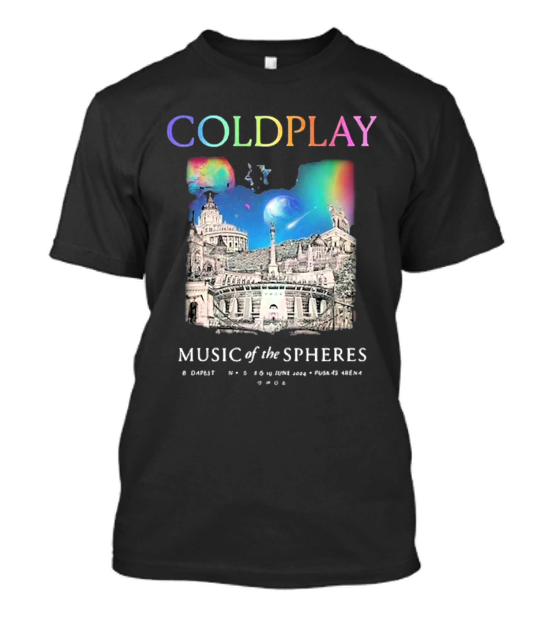 COLDPLAY Budapest June 8-10 2024 Music Of The Spheres Puskás Arena T-Shirt