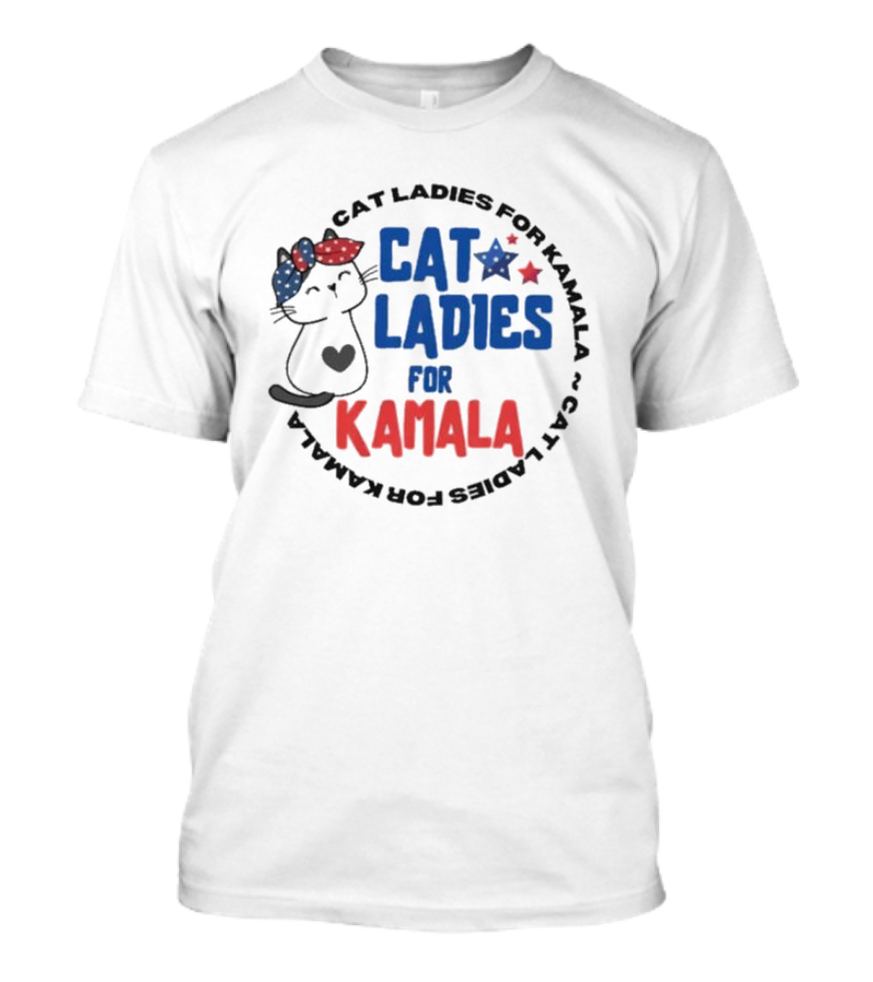 Cat Ladies For Kamala With Heart And Stars T-Shirt