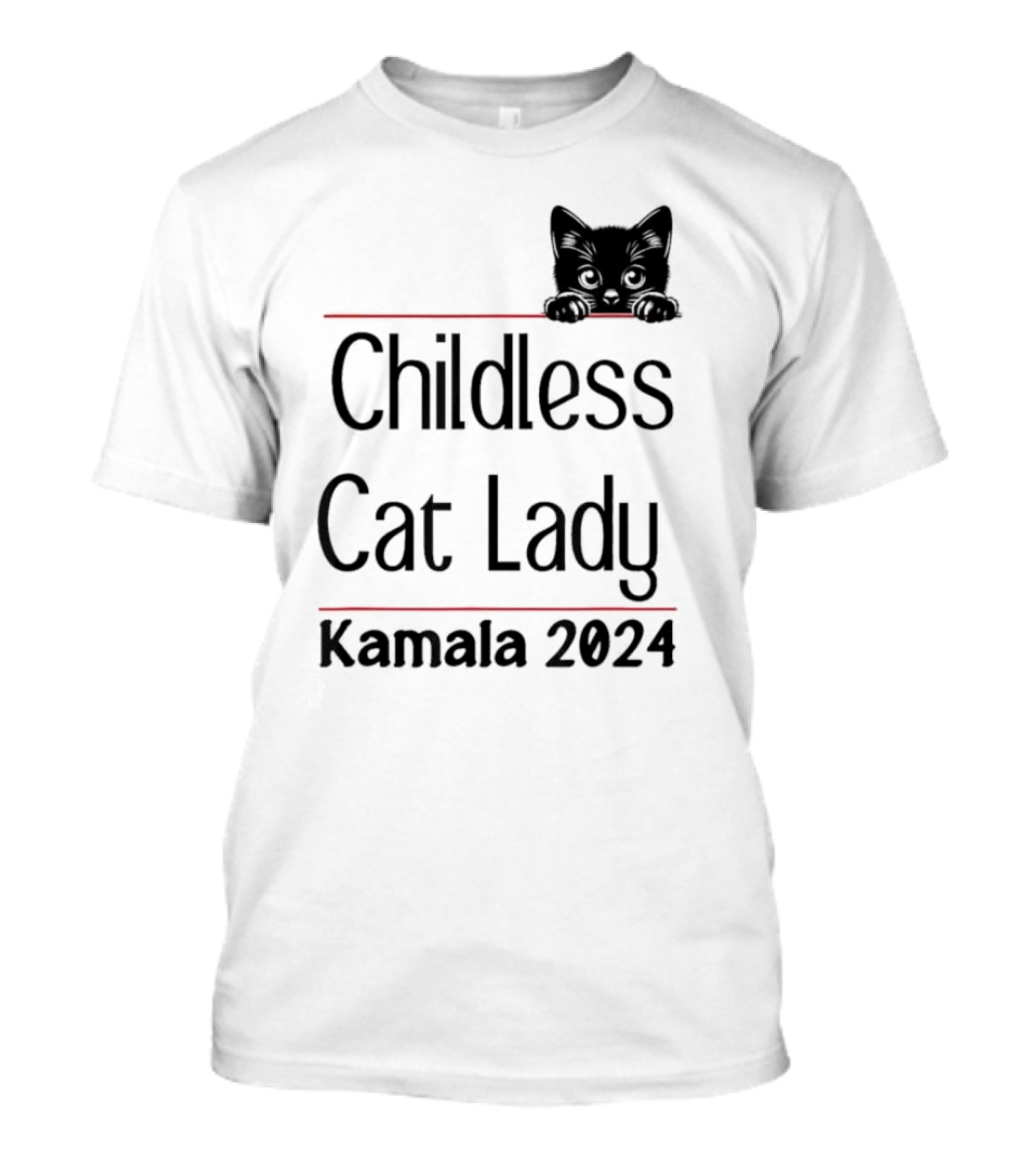 Childless Cat Lady Kamala 2024 Peeking Cat T-Shirt