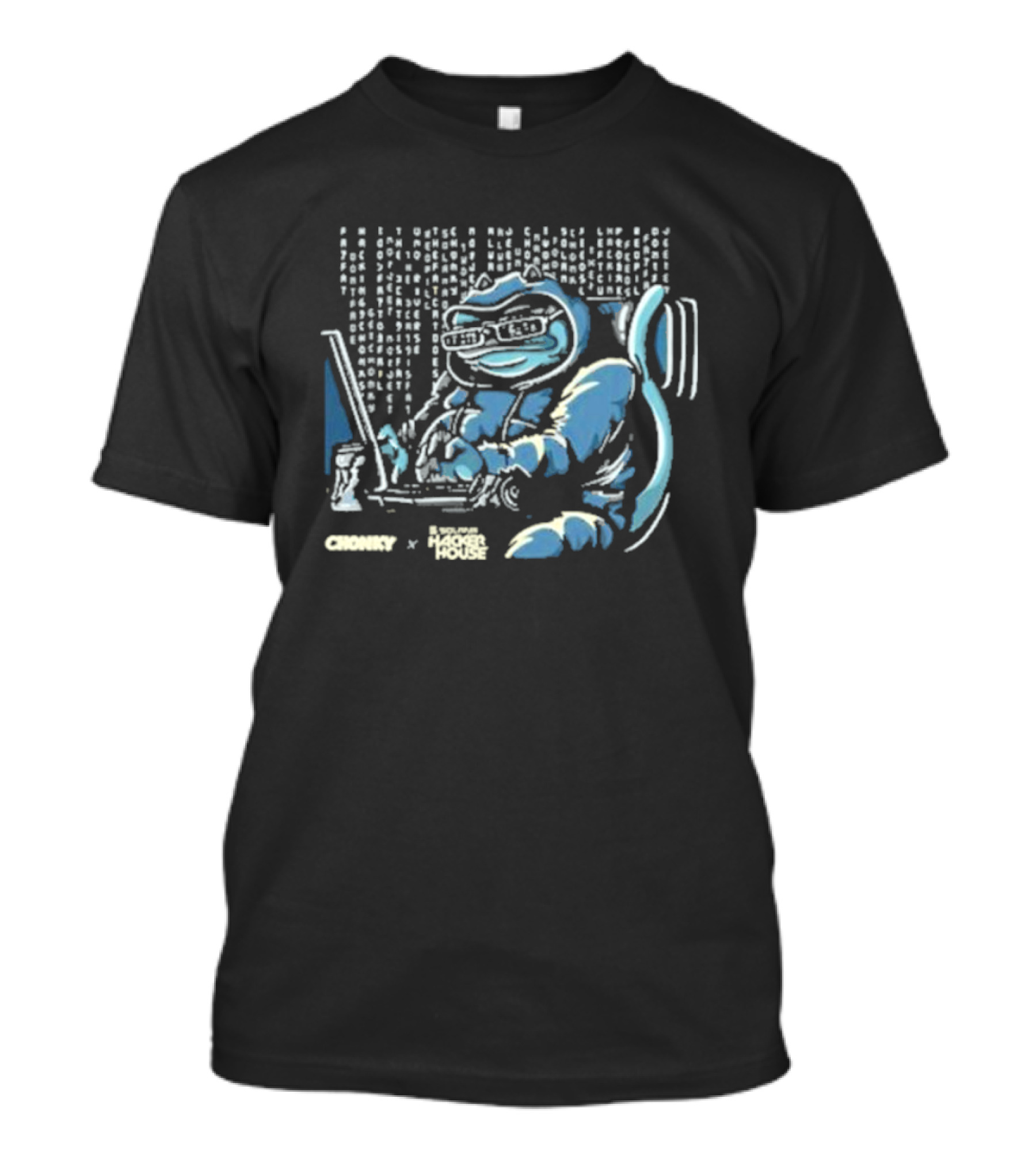 Chonky X Solana Hacker House Matrix Code Cyber Cat T-Shirt