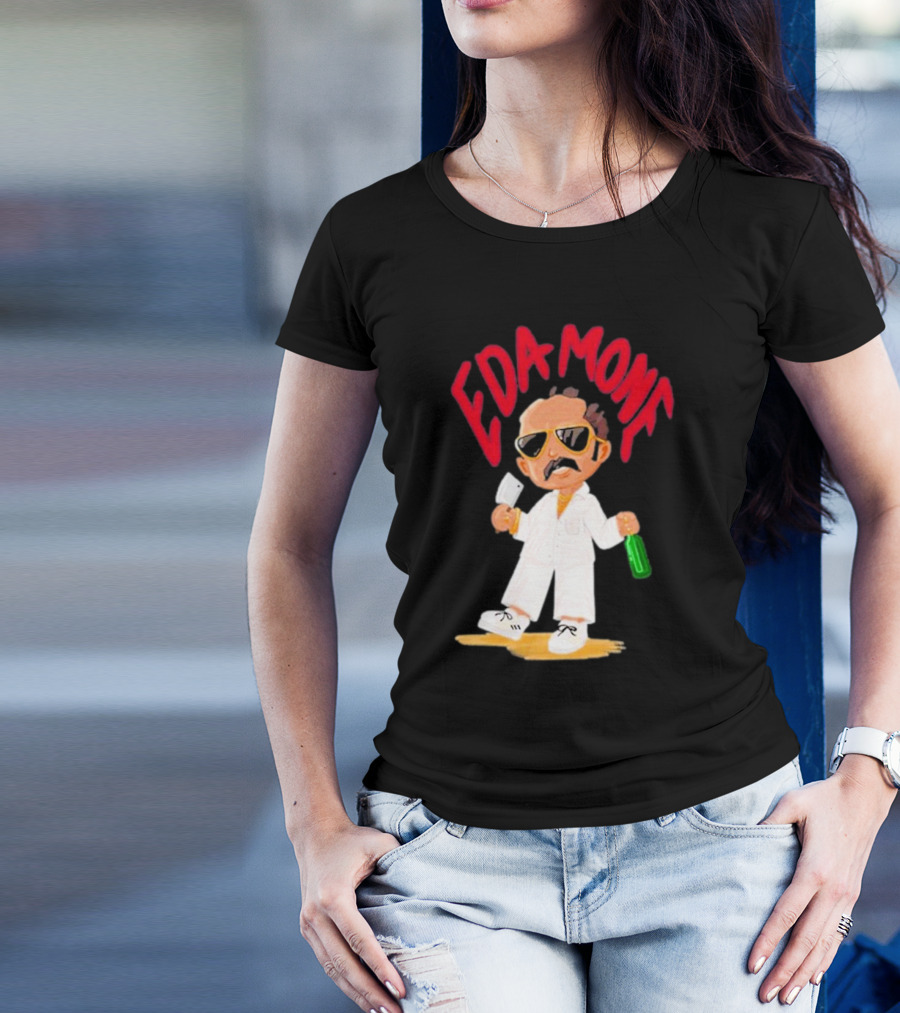 Eda Mone Rangan Chettan Cartoon Character In White Suit With Sunglasses Holding Cleaver And Bottle T-Shirt