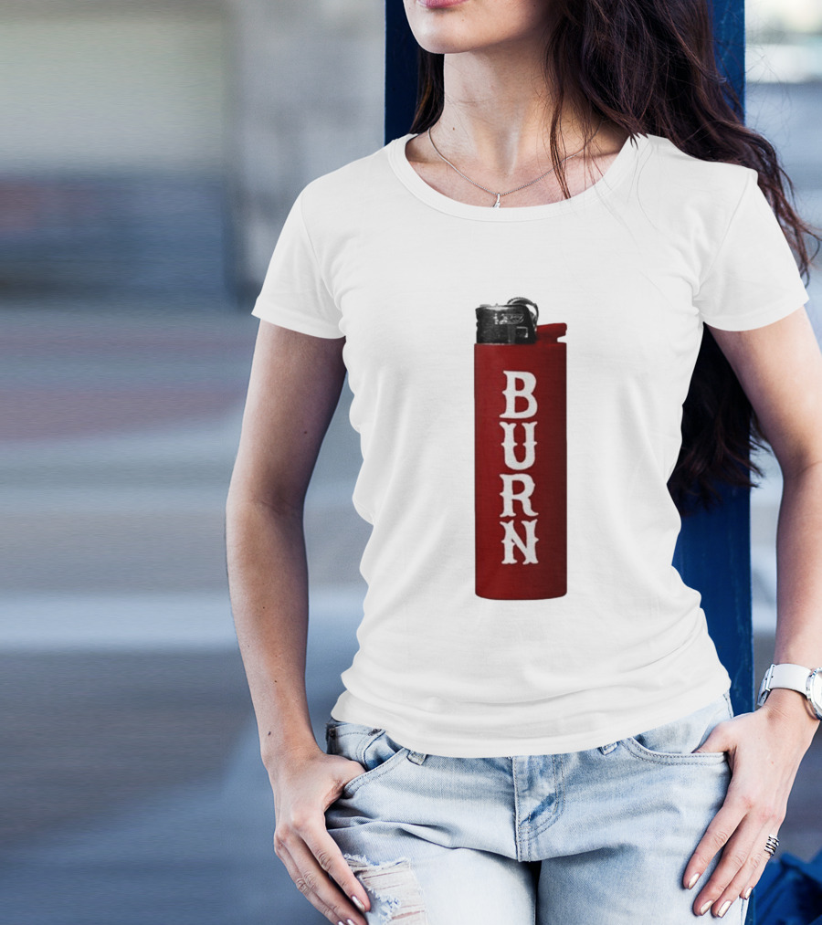 Eaj Burn Red Lighter Vertical Text T-Shirt