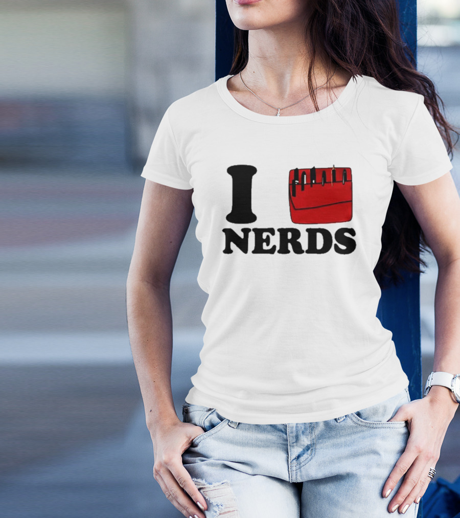 I Love Nerds Red Pocket T-Shirt