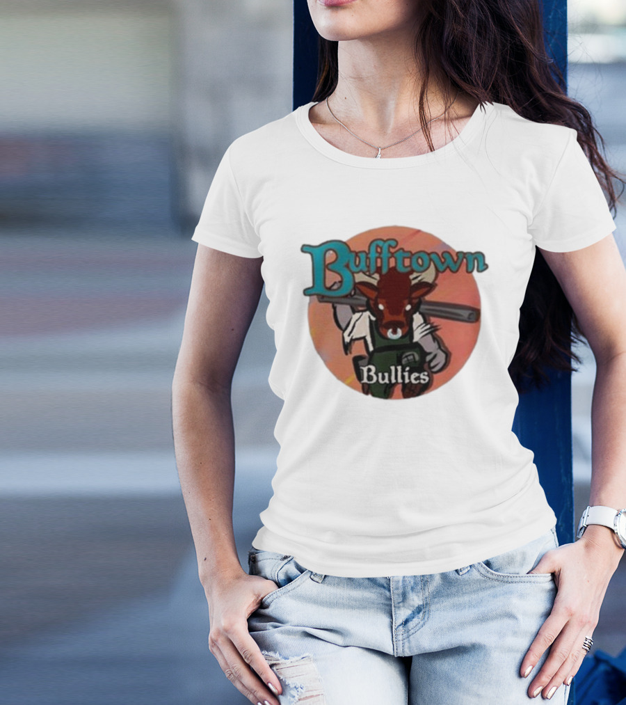 Bufftown Bullies Bull Character Holding Bat T-Shirt