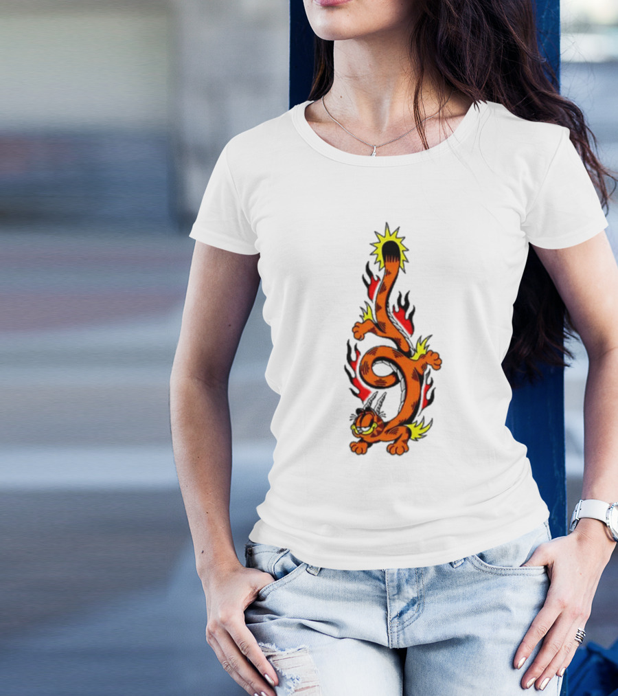Garfield Transforming Fiery Dragon With Buggy Goods Elements T-Shirt